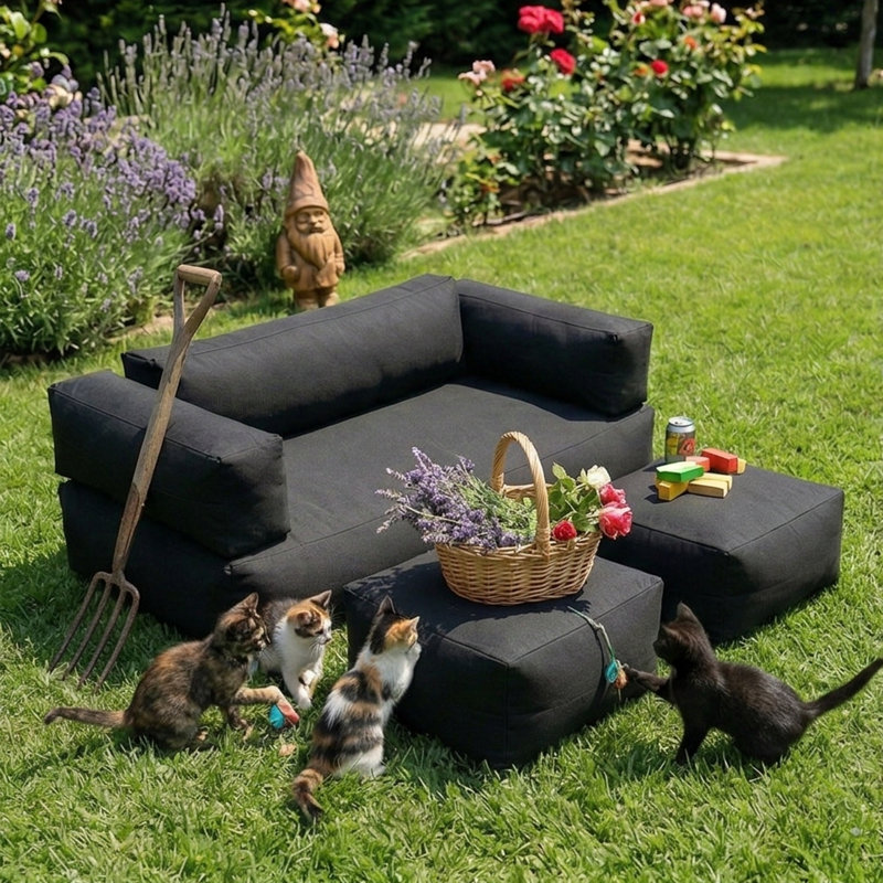 Ensemble de canapé-fauteuil et repose-pieds 3 pièces Junior Outdoor Oasis