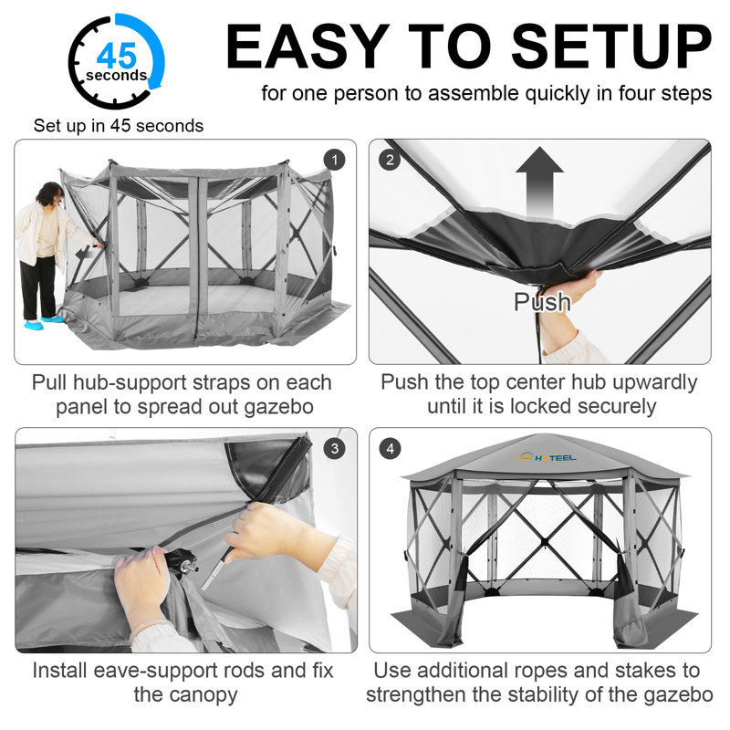 12x12 Pop-up Gazebo Starry Sky Screen Canopy Tent Screen House for Camping, Screen Room with Mosquito Netting, Hub Tent Instant Screened Canopy with Carrying Bag and Ground Stakes