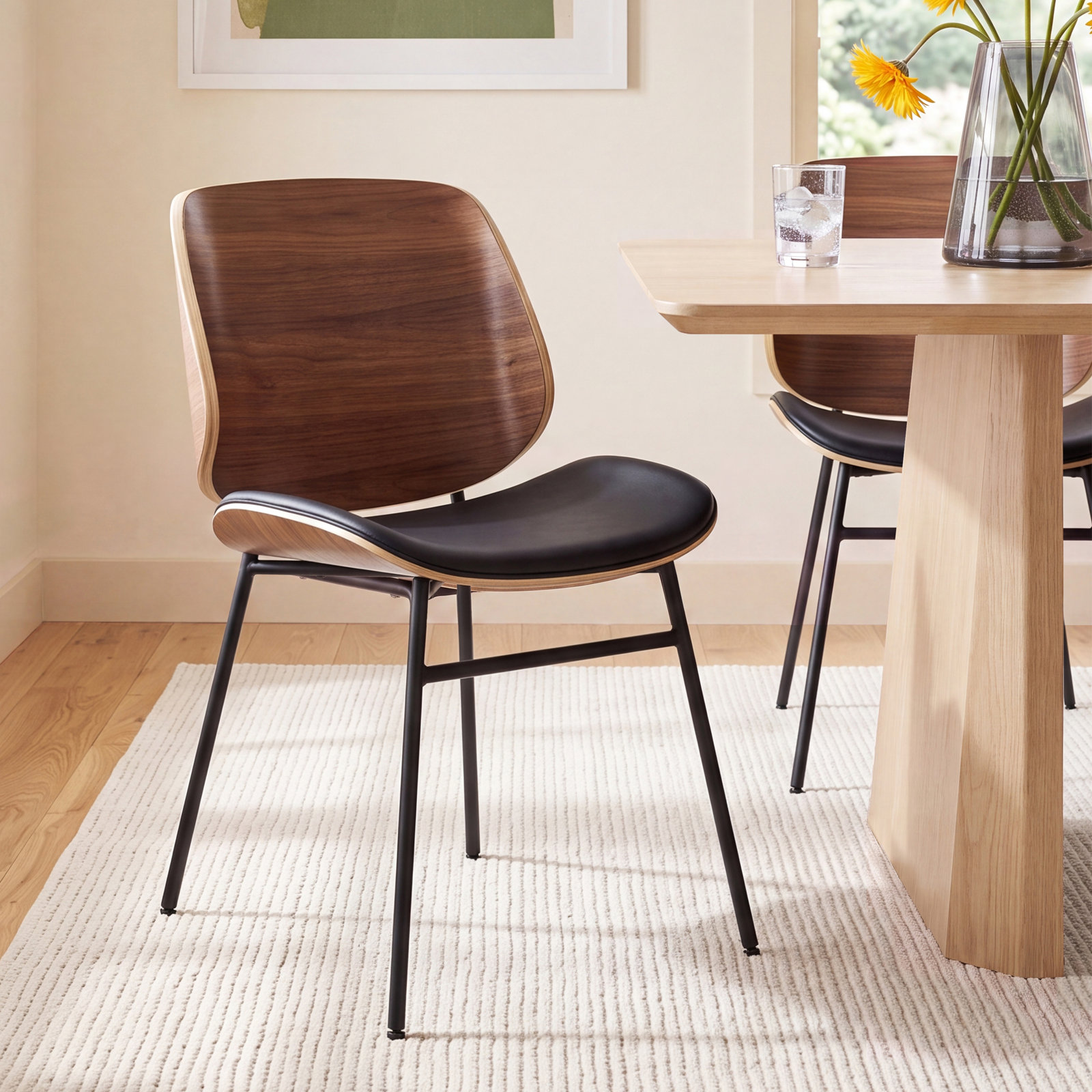 Irina Dining Chair, Black/Walnut