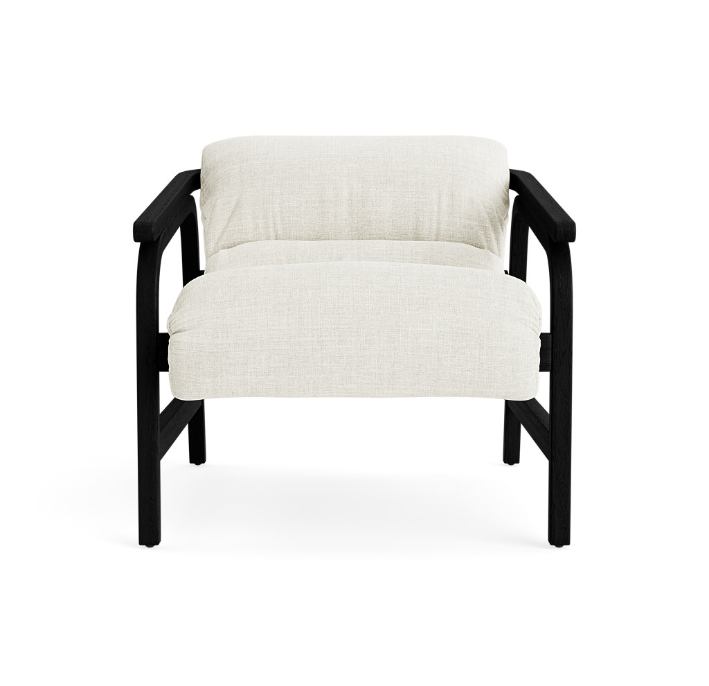 Cellire Upholstered Accent Chair, Ivory Polyester, Black