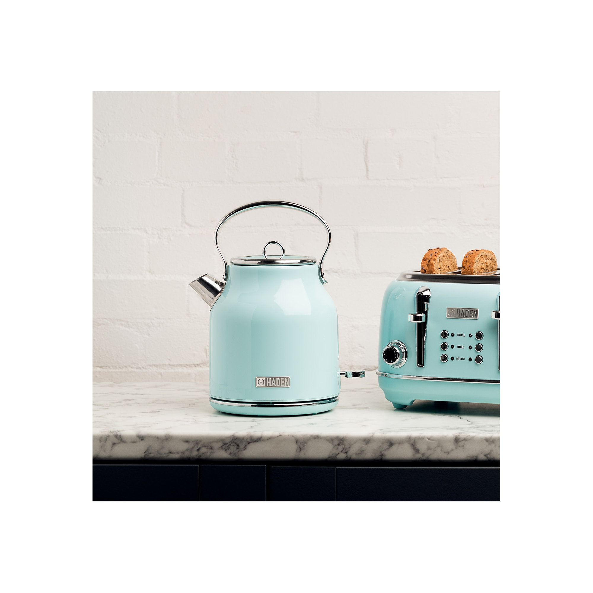 HADEN Heritage 1.7L Stainless Steel Tea Kettle, Light Blue