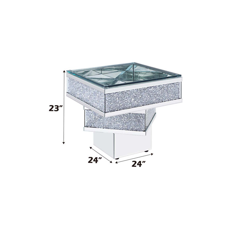 Table de bout Noralie, miroir et faux diamants