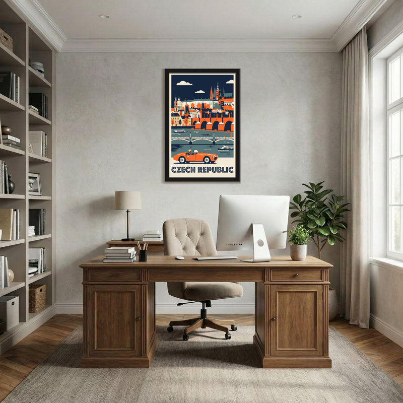 Paysages et paysages urbains République tchèque avec pont et voiture, H 18 po x l 12 po