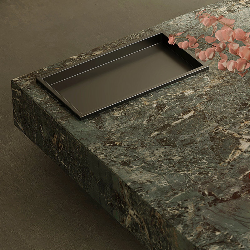 Modern Sintered Stone Coffee Table, 11.41" H x 39.37" L x 39.37" W