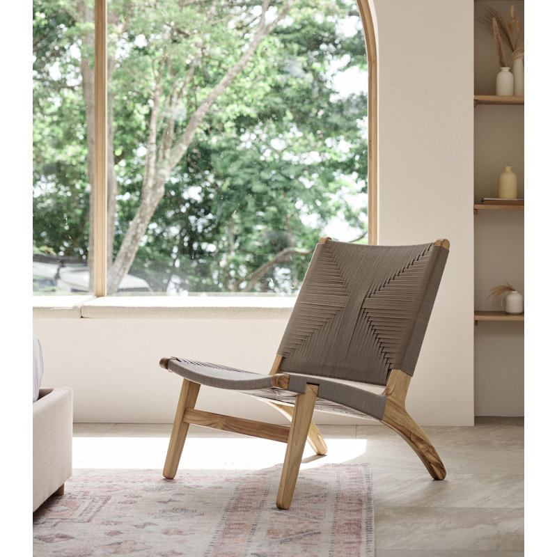 Masaya Lounge Chair, Coffee / Khaki Cross Braided Cord