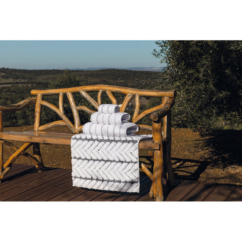 Herron Geometric Bath Rug, 24" W x 39" L, White