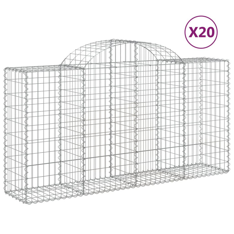 Briceida Silver Metal Gabion Baskets, 120cm H x 200cm W x 50cm D