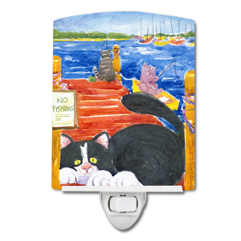 Chat de la lampe de nuit en céramique dock