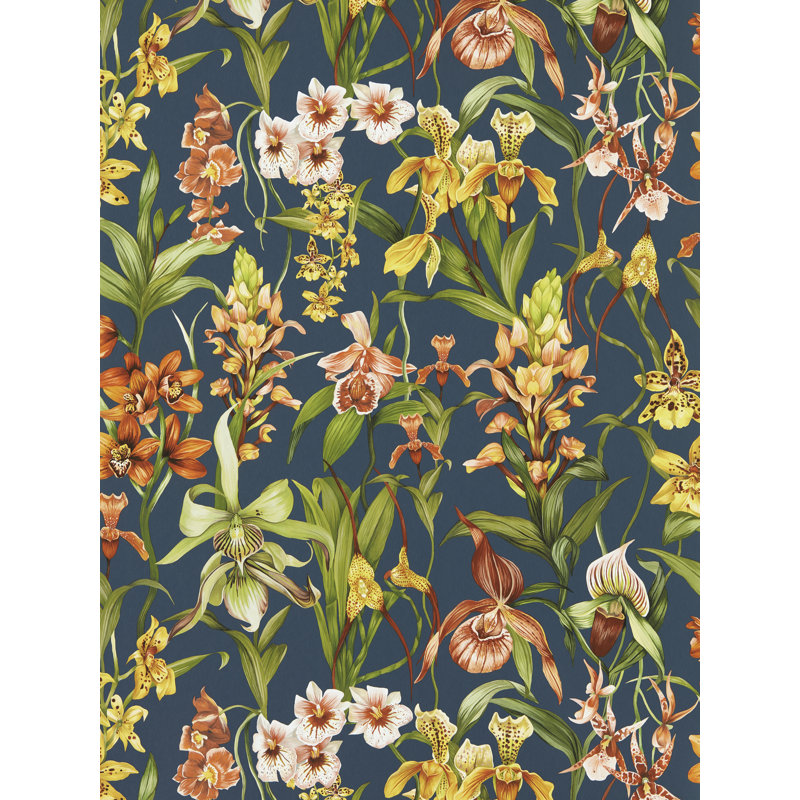 Kalina Wallpaper, Midnight/Baked Terracotta/Nectar