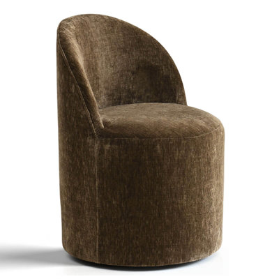 Chenille Upholstered Swivel Vanity Chair With Hidden Casters