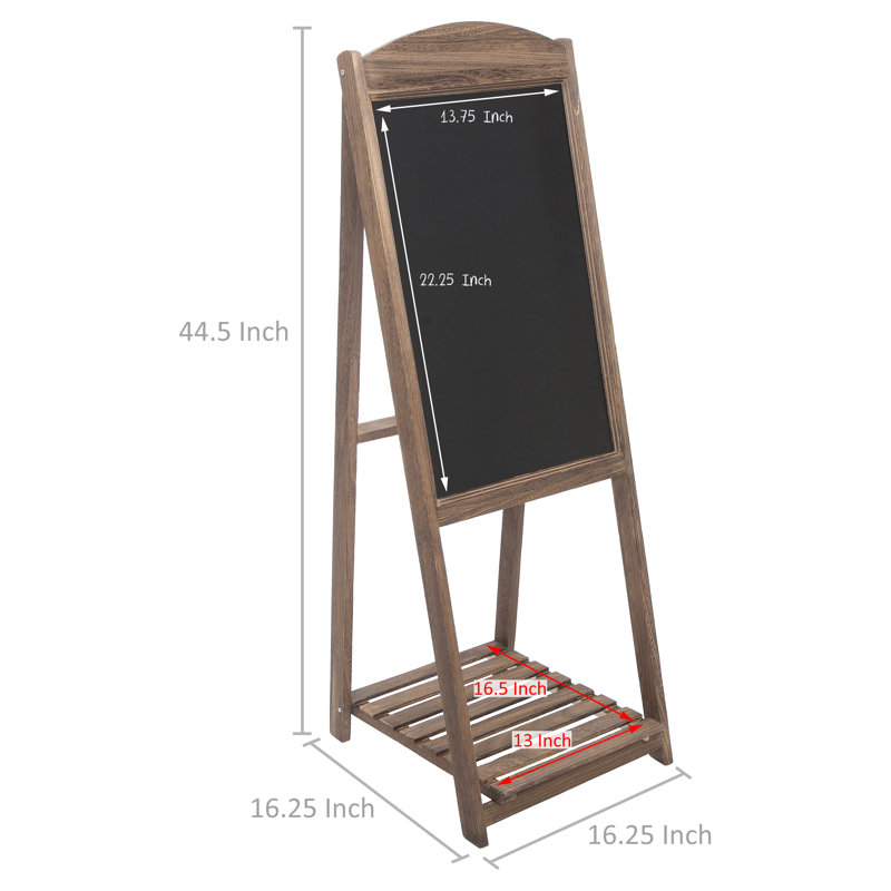 Freestanding A-Frame Wood  Chalkboard w/ Shelf