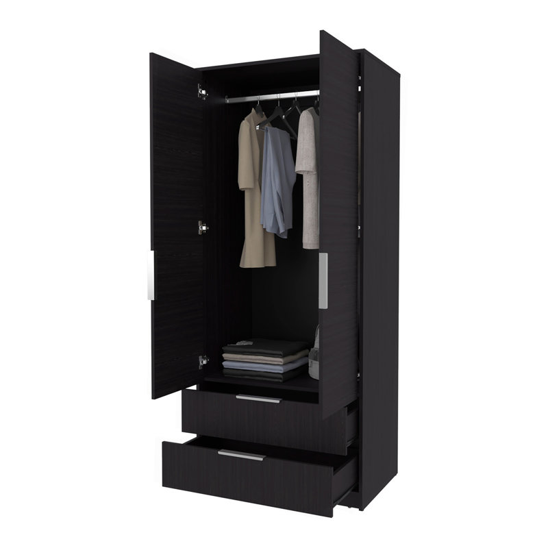 Armoire 2 portes avec tringle et 2 tiroirs