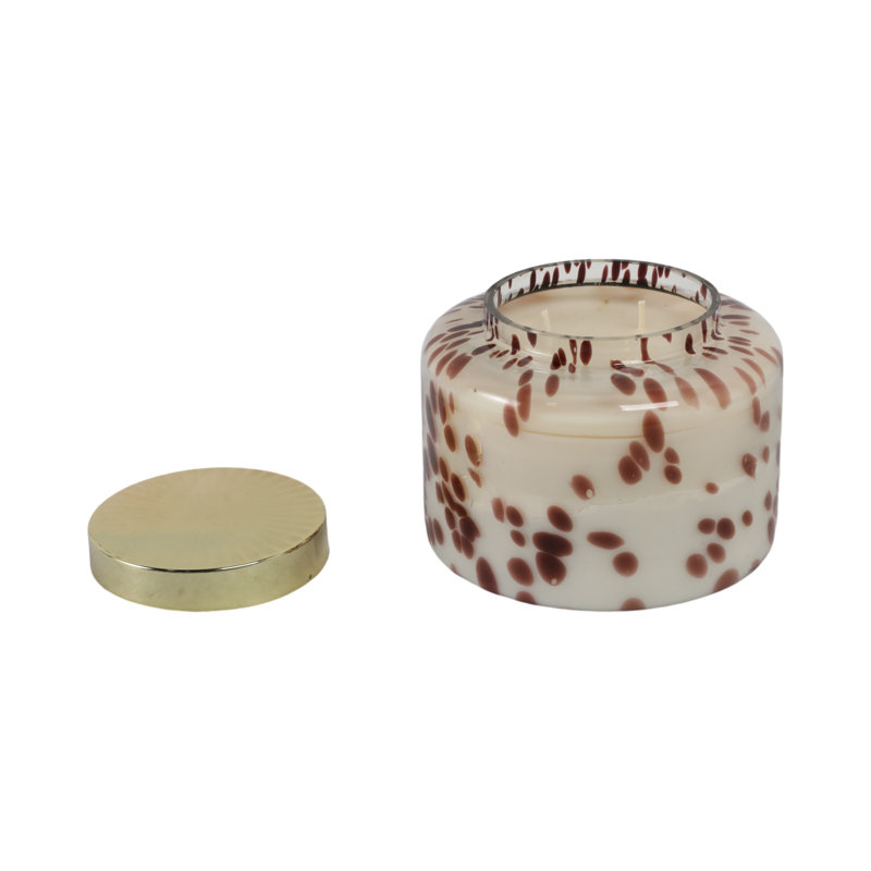 Decorative Scented Candle with Lid for Living Room Decor - Modern Glass Candle for Coffee Table, Bookshelf, or Bedroom - 7"