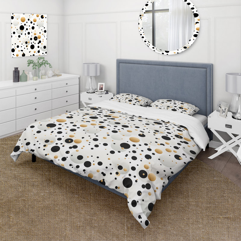 Ensemble de housse de couette à pois Minimalist Beauty, Housse de couette pour grand lit et 2 taies décor