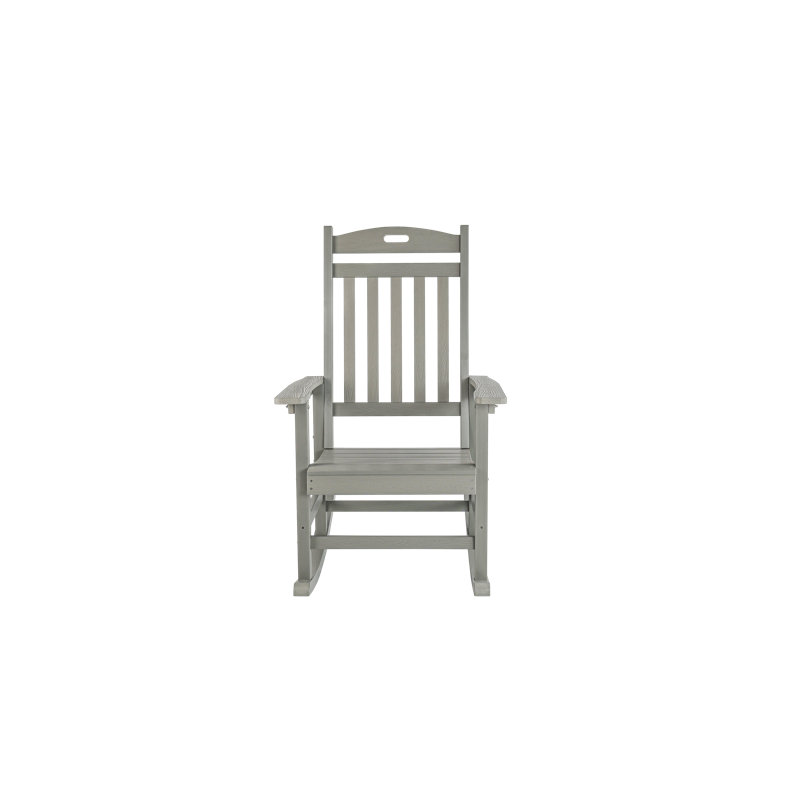 Chaise berçante surdimensionnée pour l'extérieur, chaise berçante en polyuréthane haute résistance toutes saisons, capacité de poids de 400 lb, grand et grand confort avec dossier de 31 po de hauteur pour le porche et la cour, gris