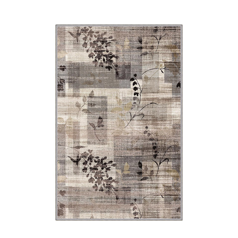 Stylish Woven Carpet, 4 x 6 Feet, 100% Polyester | Antibacterial, 3D Digital Printing, Non-Slip PVC Felt Dot Underside | Machine Washable, 0.4 in Pile Height, Perfect for Living Room & Bedroom Decor