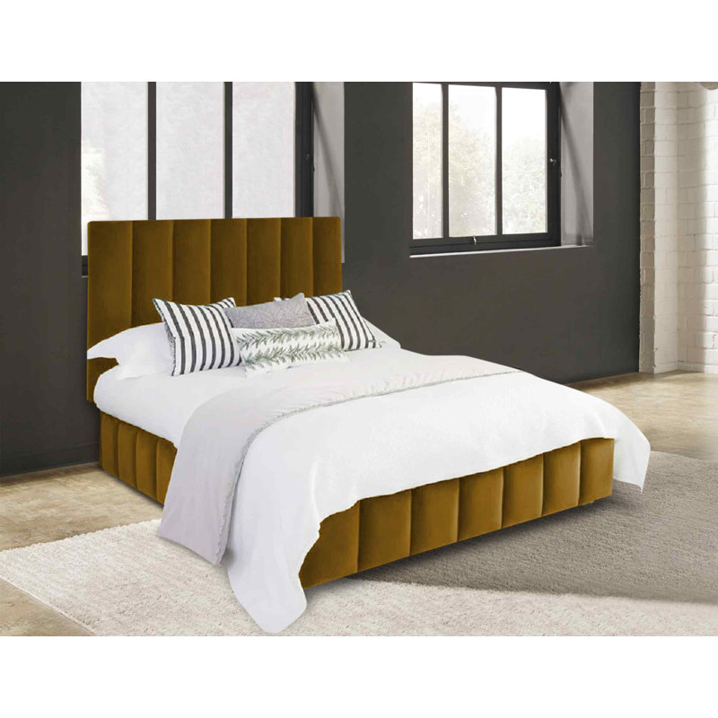 Upholstered Bed, Double (4'6), Mustard