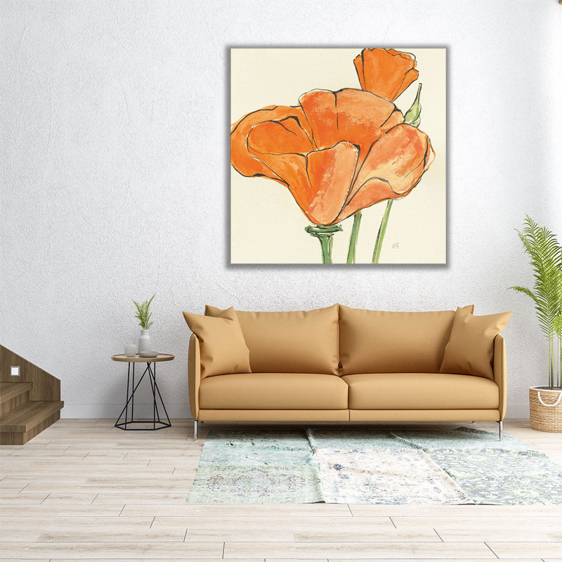 «Sunshine Poppy IV», reproduction d'art sur toile, H 12 po x l 12 po