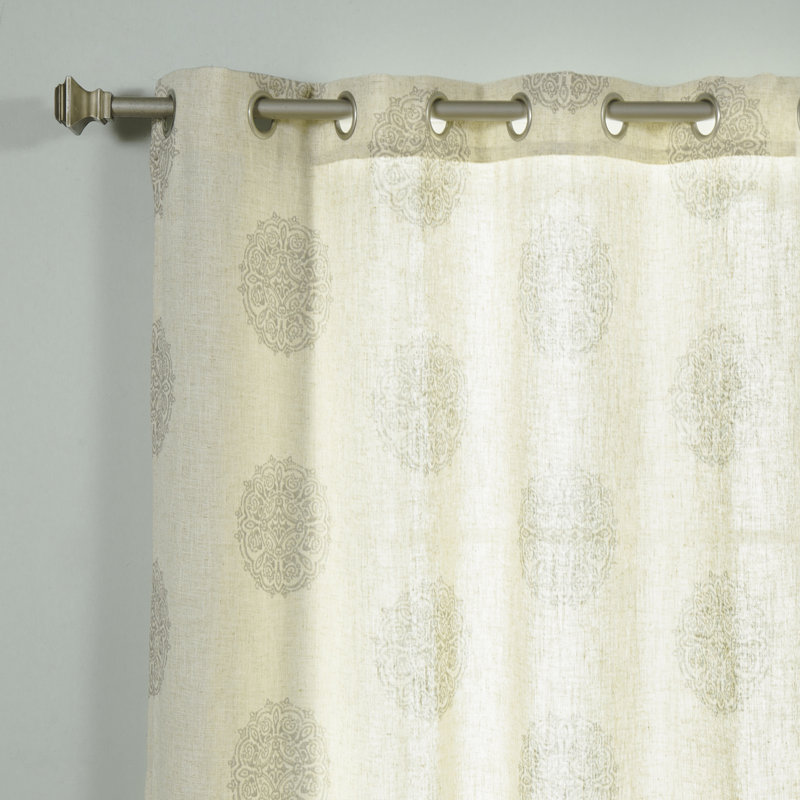 Paire de rideaux transparents avec œillets Medallion, Gris, l 50 po x L 96 po