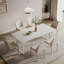 Table de salle à manger blanche et blanche en cristal fritté rectangulaire et acier au carbone-187836417