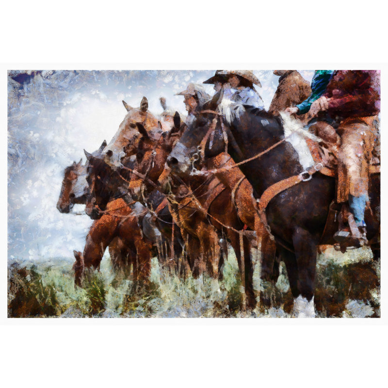 Ranchers On Horses In Utah by Thepalmer - Wrapped Canvas Print, 20cm H x 30cm W