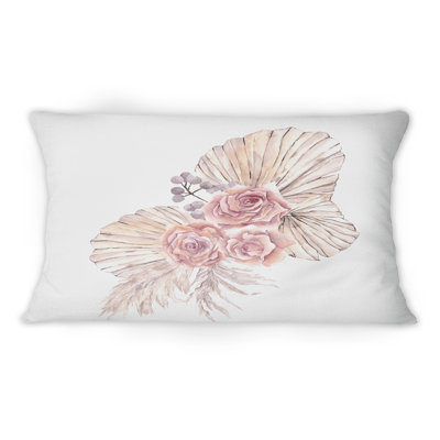 Bouquet de fleurs séchées, feuilles, herbe de pampa I - coussin décoratif traditionnel imprimé 1