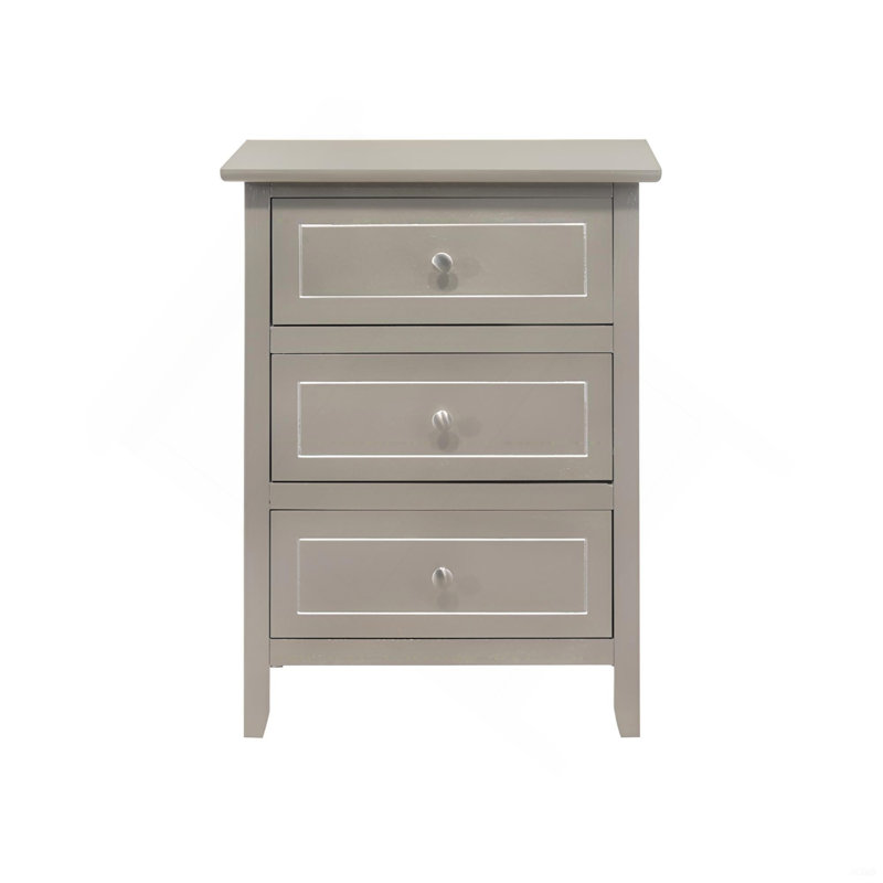 Sleek Contemporary Nightstand In Silver Champagne, Champagne
