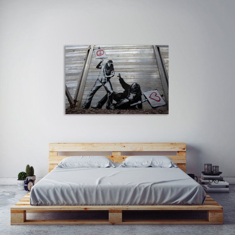 « hippa combat, paix vs love », reproduction d’impression sur toile tendue, H 12 po x l 18 po x P 1,5 po