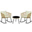Ensemble de bistro 3 pièces Outsunny avec coussins, chaise berçante d'extérieur en rotin de rotin et osier avec 2 chaises berçantes, ensemble de table basse en verre