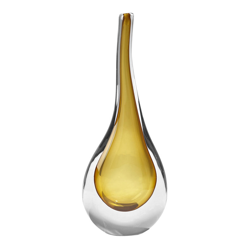 Stretched Neck Vase-Amber-Lg