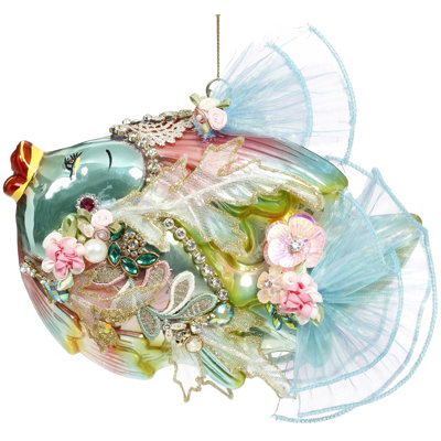 Jewel Of The Sea Fish Ornament , Turquoise - 9 X 7 Inches