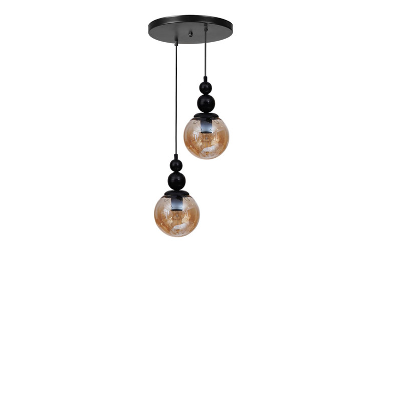 Lustre élégant en métal miel et noir | Hauteur réglable: 31,5 po x 11,8 po | 2 x douilles E27 (40 W maximum) | Éclairage élégant pour le salon et la salle à manger | Certifié IP20 | pour un décor moderne