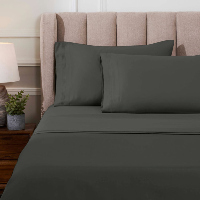 Ensemble de draps en coton égyptien luxueux de couleur unie à densité de tissage de 1000 fils avec poches profondes Simba