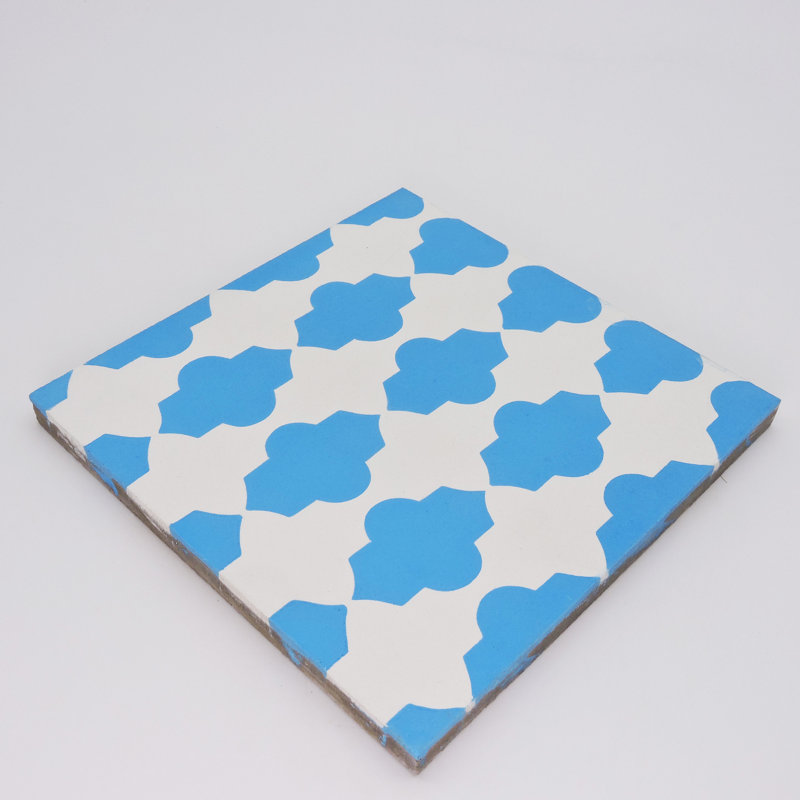 Carreau de ciment à motif de murs et de planchers 8 "x 8" Tafraout, Bleu / blanc
