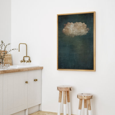 Œuvre de décoration murale pastel vert pastel bleu marine abstrait ciel moderne et minimaliste relaxant IRS37