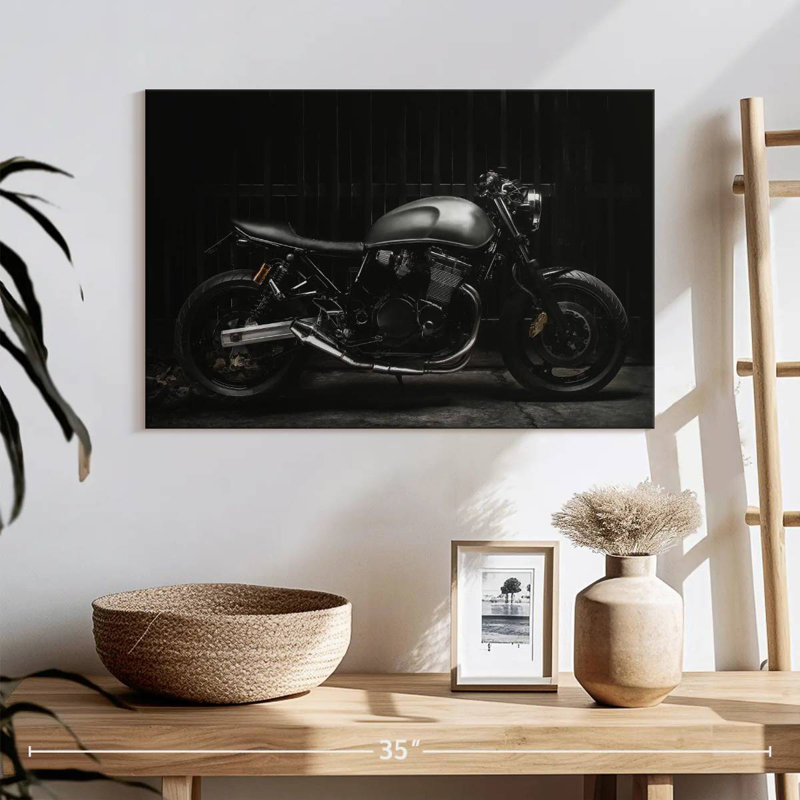 Mehar Matte Black Motorcycle, 8" H x 12" W