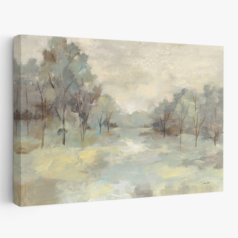 Paysage scénique - brun, gris, vert, gris, H 24 po x l 16 po