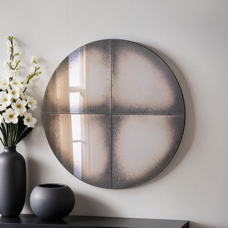 Round Antiqued Wall Mirror