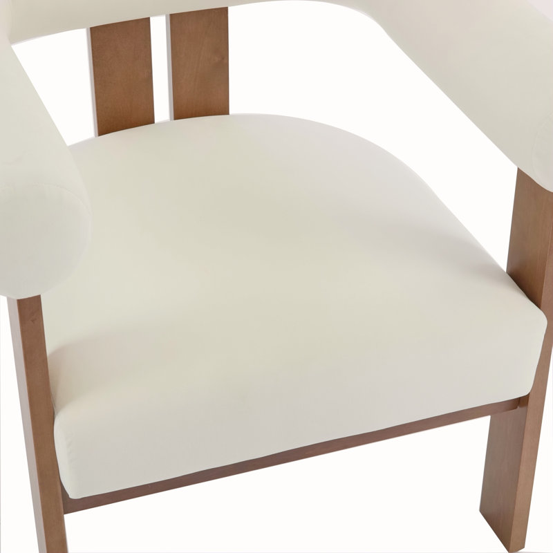 Chaise d'appoint moderne rembourrée avec accoudoirs ronds, Beige