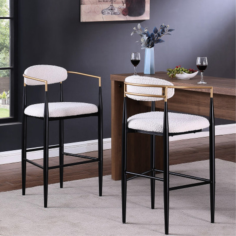 Hauteur de 2 comptoirs, revêtement beige avec pieds en fer pour la cuisine, résilience de 265 lb, capacité de soutien contemporaine en tissu de 260 lb