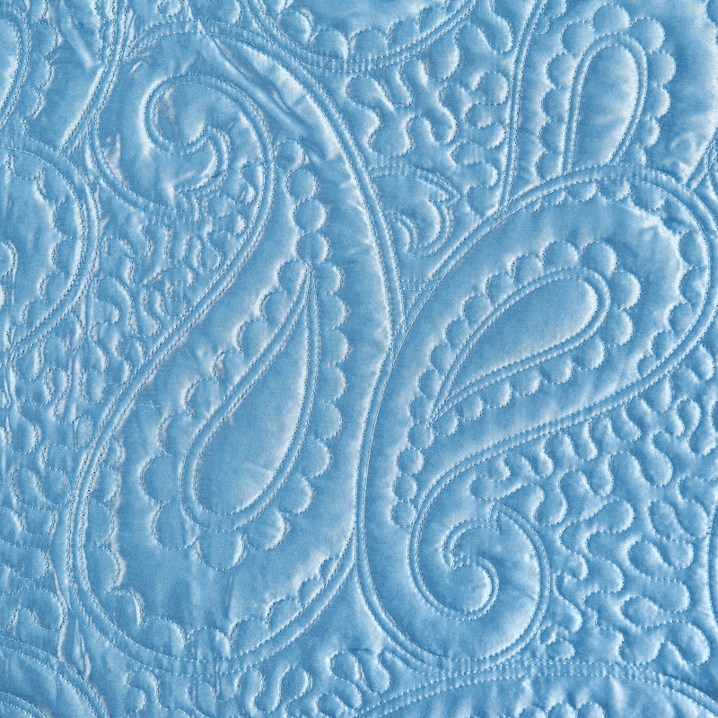 4 Piece Quilted Satin Bedspread Set, Queen Quilt + 2 Queen Shams + Throw Pillow, Aquatic