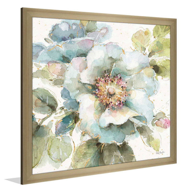 «Country Bloom VII», reproduction de peinture à l'aquarelle, H 37,5 po x l 37,5 po x P 1 po, Encadrement champagne