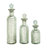 Glass Slim Bottle Silver Decorative Jars with Crystal Toppers Set