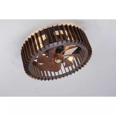 Ventilateur encastré moderne de 20 po, ventilateurs de plafond avec lumières (sans ampoules incluses) et télécommande, 6 vitesses, moteur à courant continu silencieux pour le salon, la chambre à coucher, la cuisine - bois
