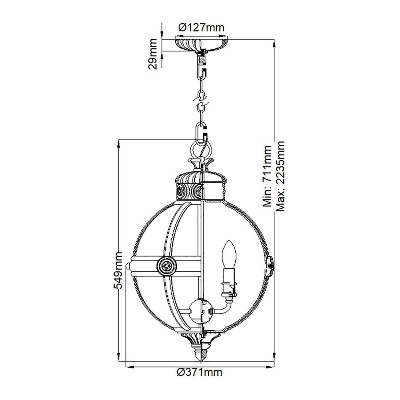 Dowty 3 - Light Sphere Pendant, British Bronze