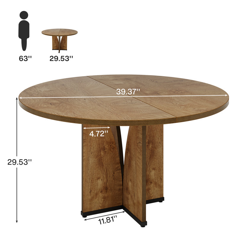 Round Dining Table, Light Brown