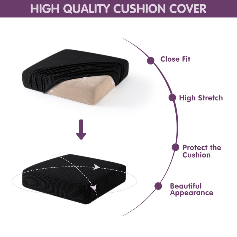 Housse pour causeuse à coussins carrés texturés, Mélange de polyester noir