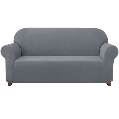 1-Piece Jacquard Stretch Couch Covers, Polyester Spandex Sofa Slipcovers, Universal Fit Living Room Machine Washable Furniture Protector for Dogs Pets, Non-Slip Sofa Covers for 3 Cushion Couch for Dogs Pets (Sofa, Light Gray)