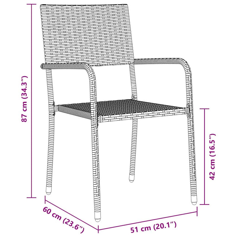 Patio Dining Set with, 73 cm H x 160 cm W x 80 cm D