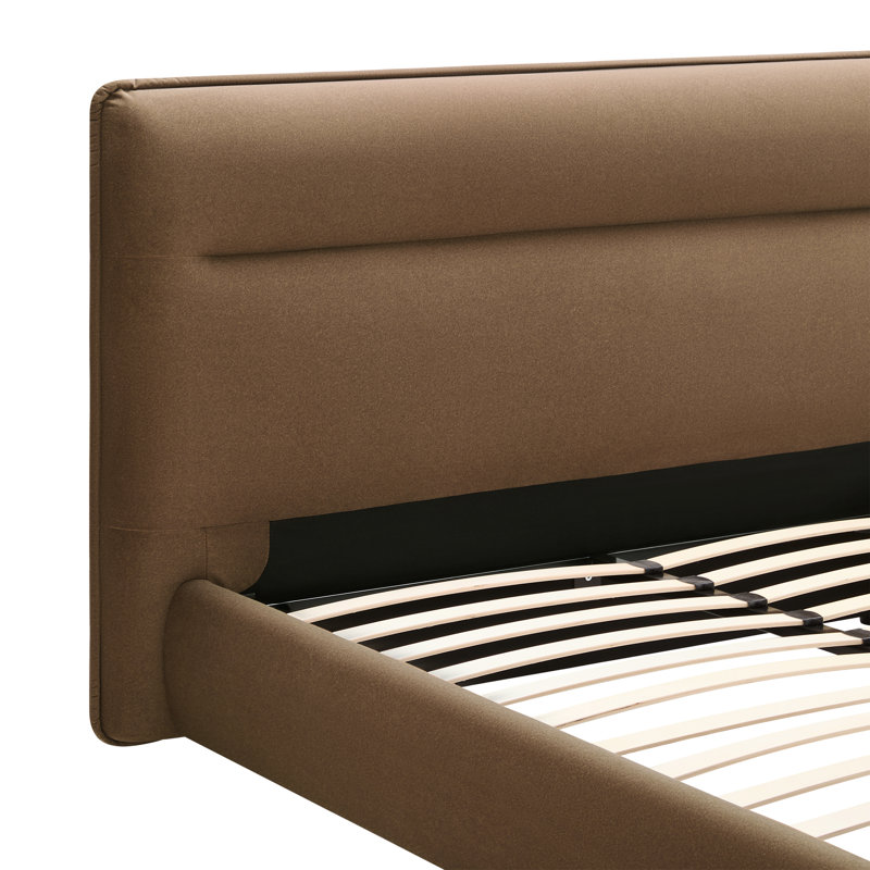 Micah Upholstered Platform Bed, Queen, Brown